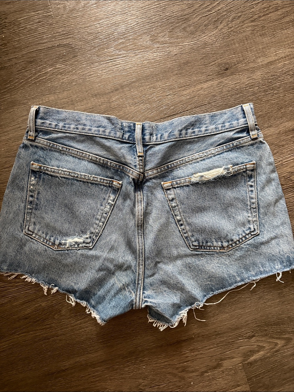 Agolde Light Wash Distressed Jean Shorts - Picture 2 of 6